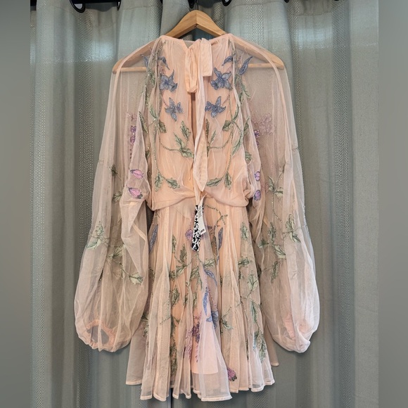 NWT Floral Embroidered Mesh Dress - Picture 3 of 6